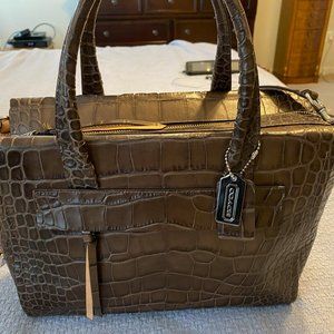 Coach Brown Crocodile Alligator Leather Satchel Handbag Purse Almost New!